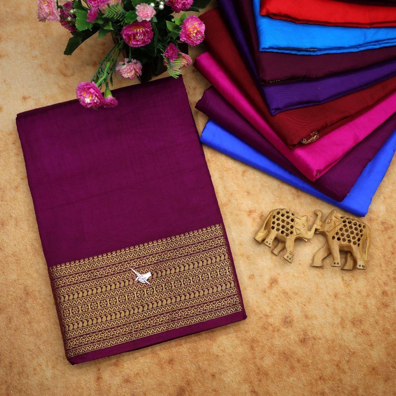 Traditional Mysore silk sarees in beautiful zari border