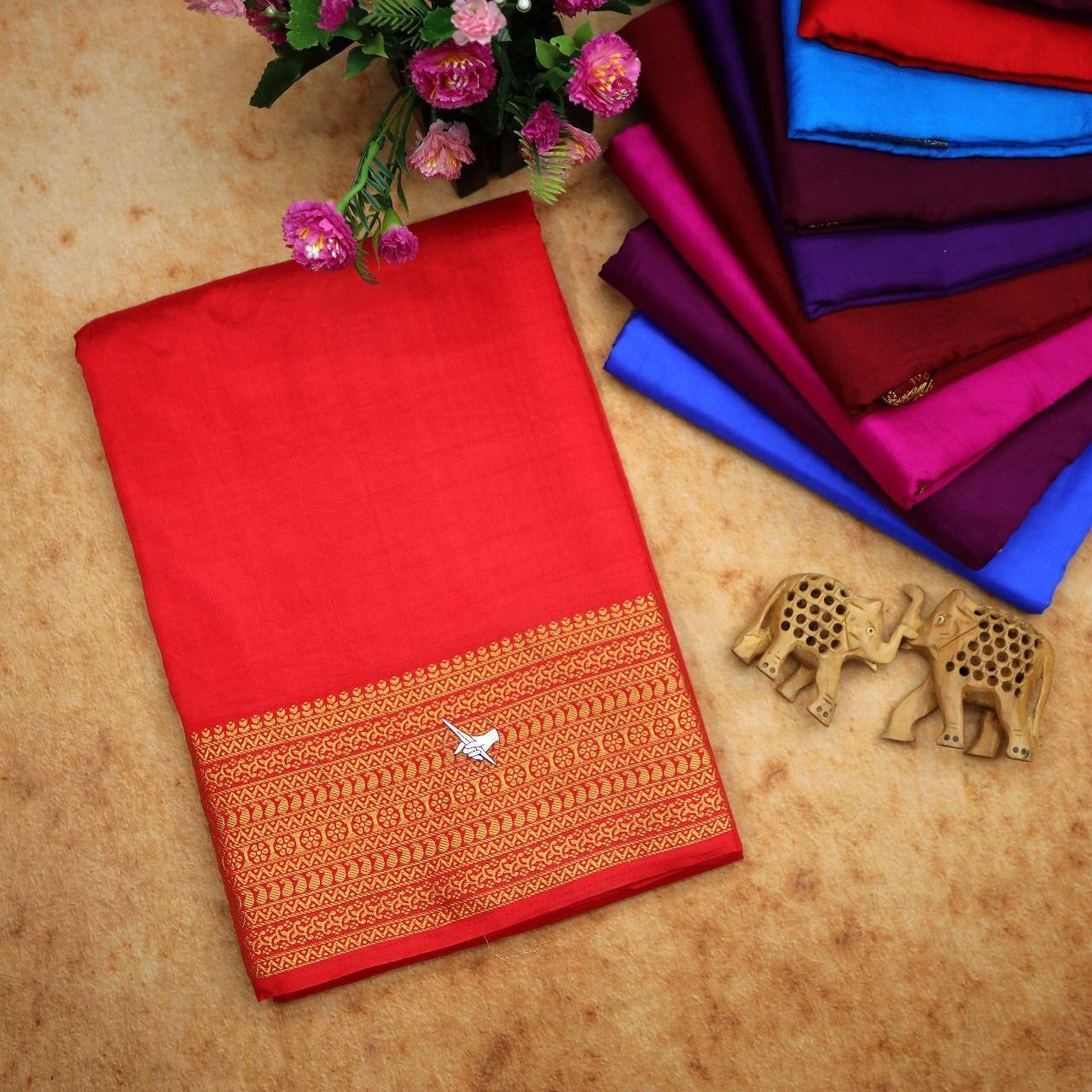 Traditional Mysore silk sarees in beautiful zari border