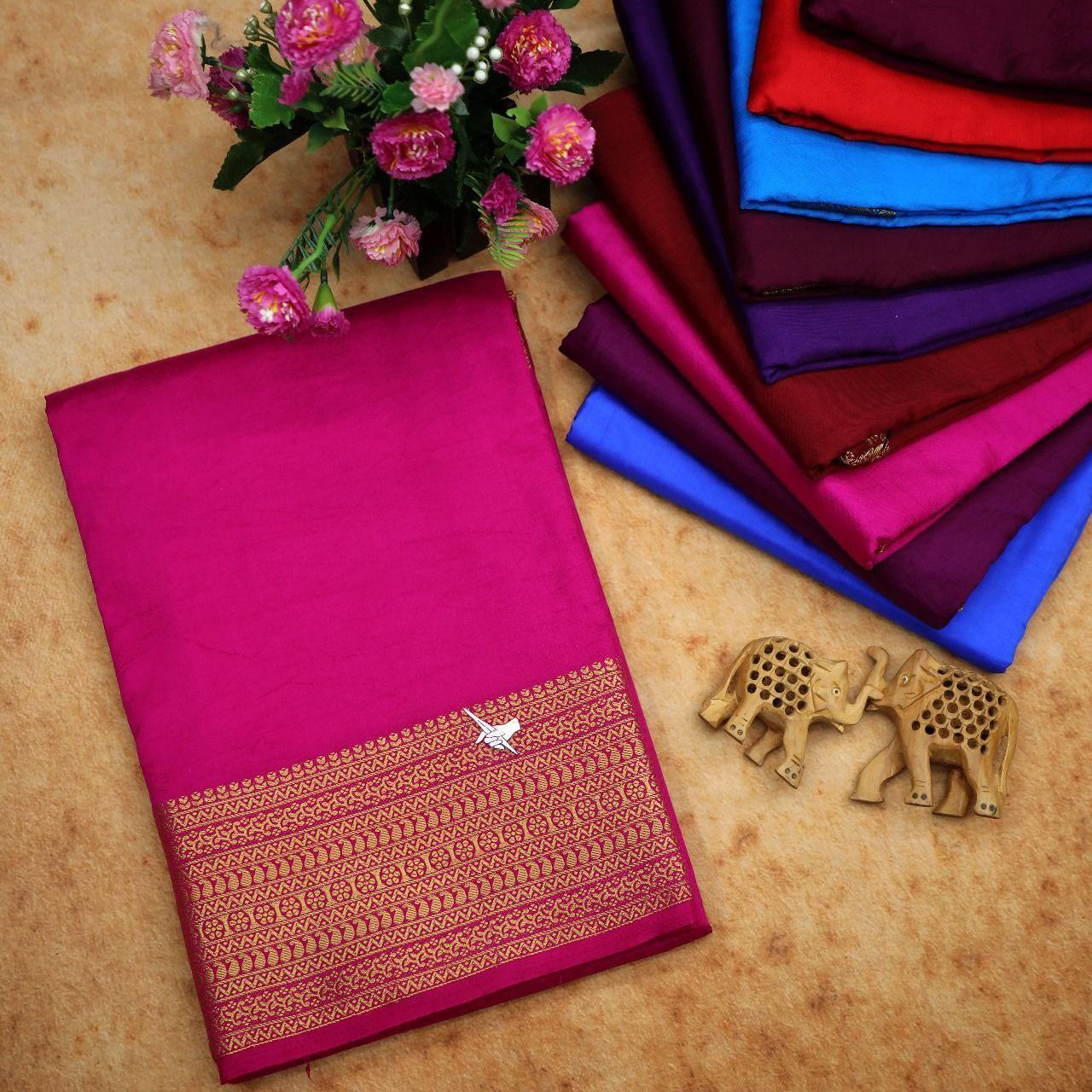 Traditional Mysore silk sarees in beautiful zari border
