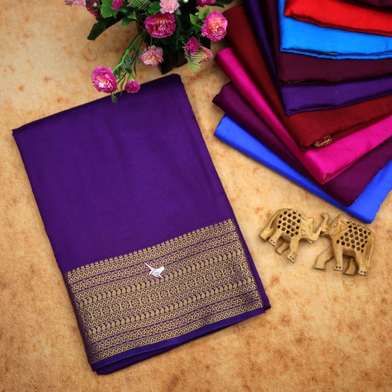 Traditional Mysore silk sarees in beautiful zari border