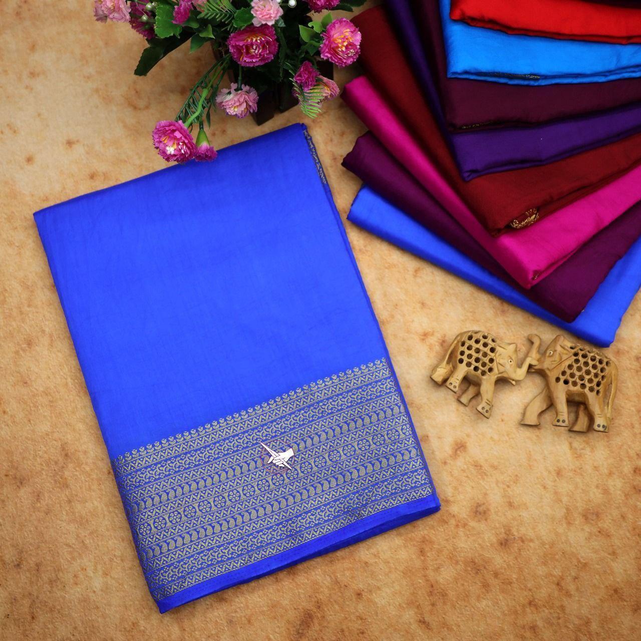 Traditional Mysore silk sarees in beautiful zari border