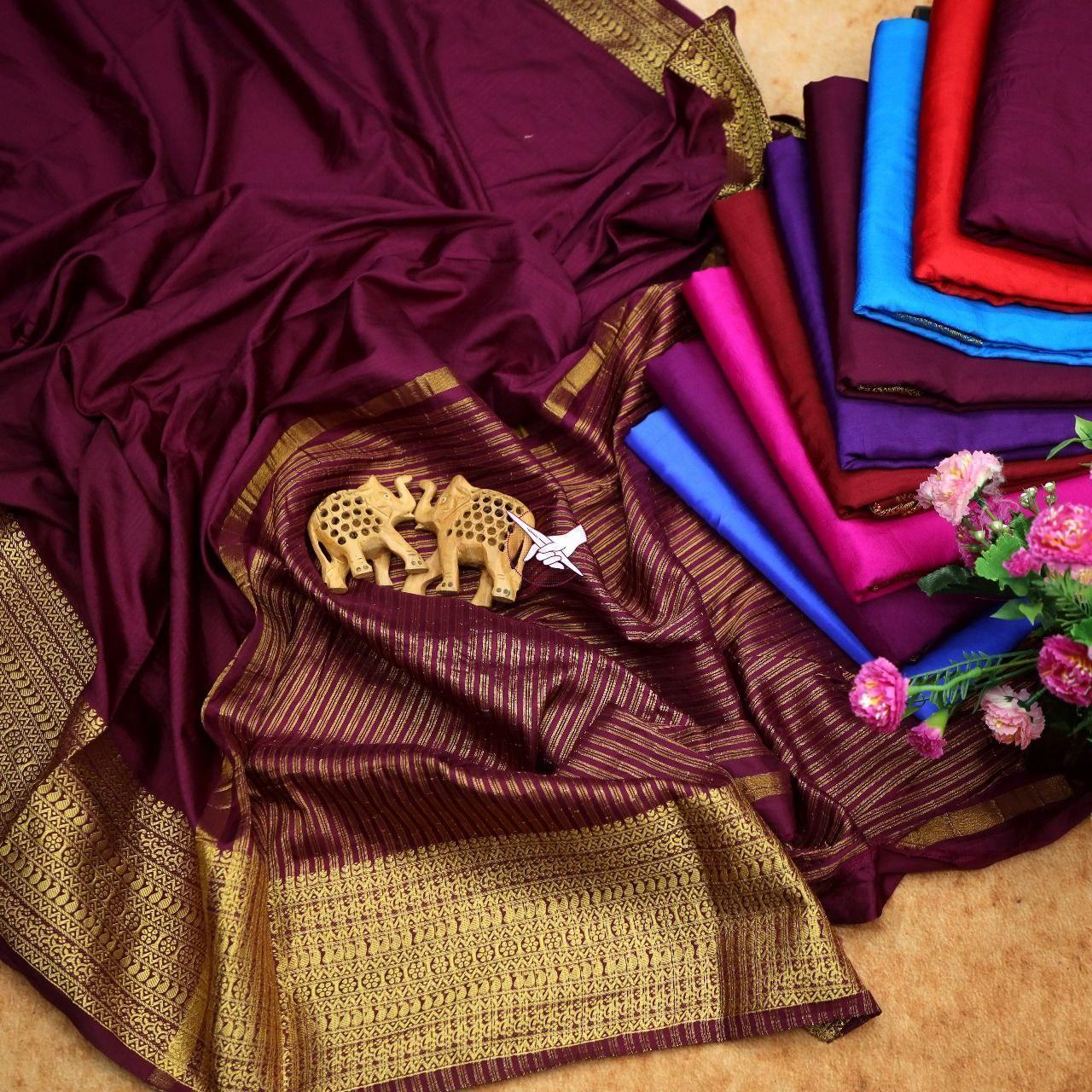 Traditional Mysore silk sarees in beautiful zari border