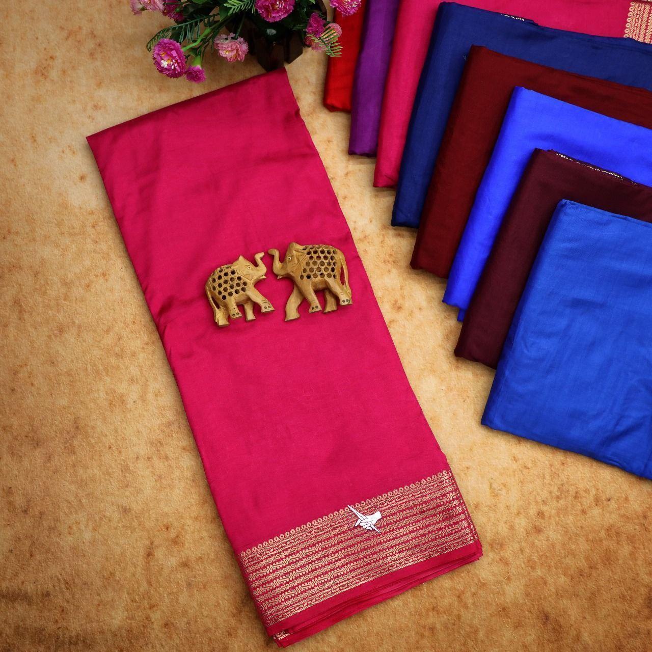 Traditional Mysore silk sarees in beautiful zari border