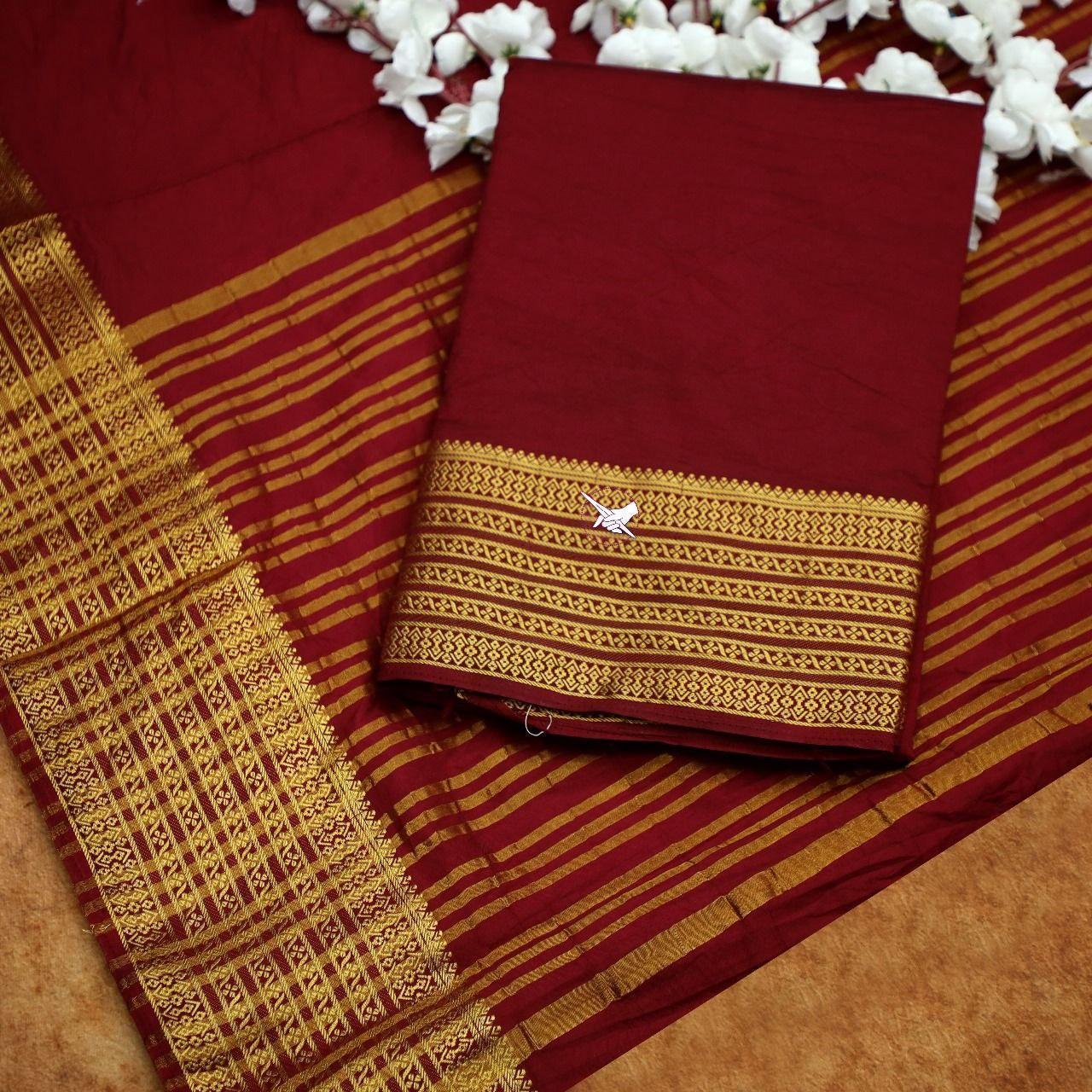 Traditional Mysore silk sarees in beautiful zari border