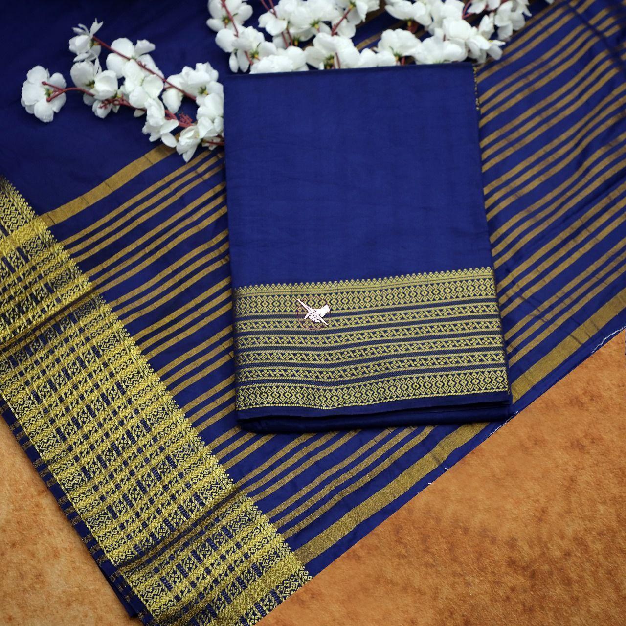 Traditional Mysore silk sarees in beautiful zari border