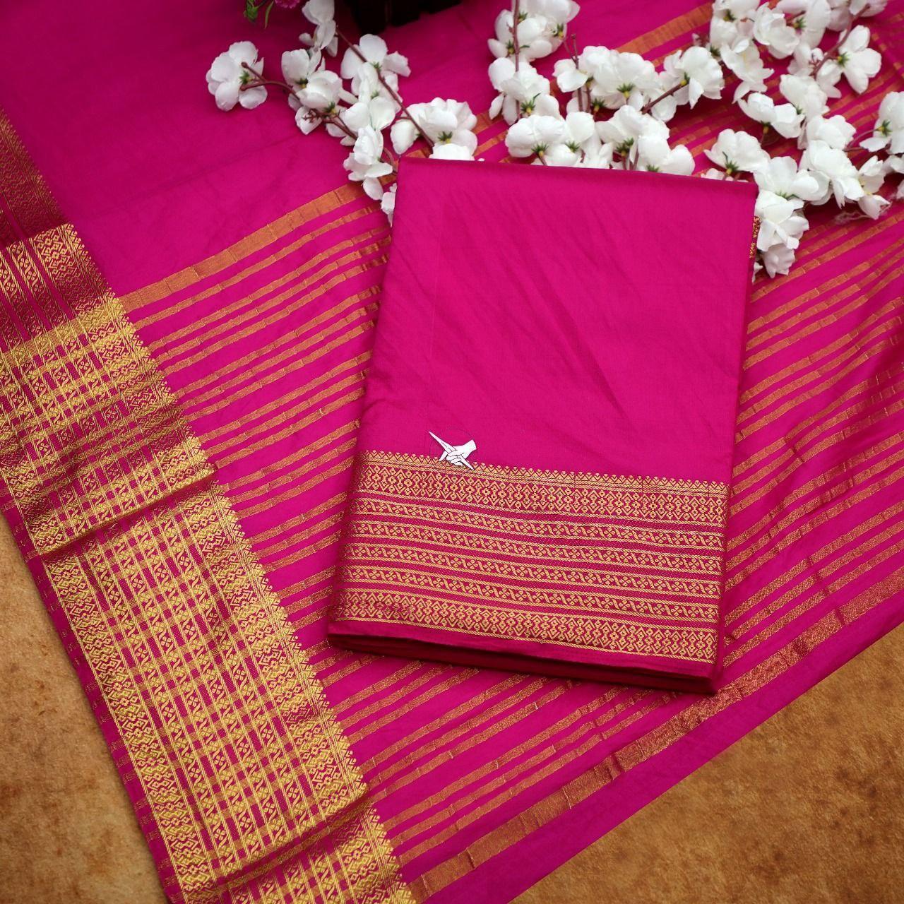 Traditional Mysore silk sarees in beautiful zari border