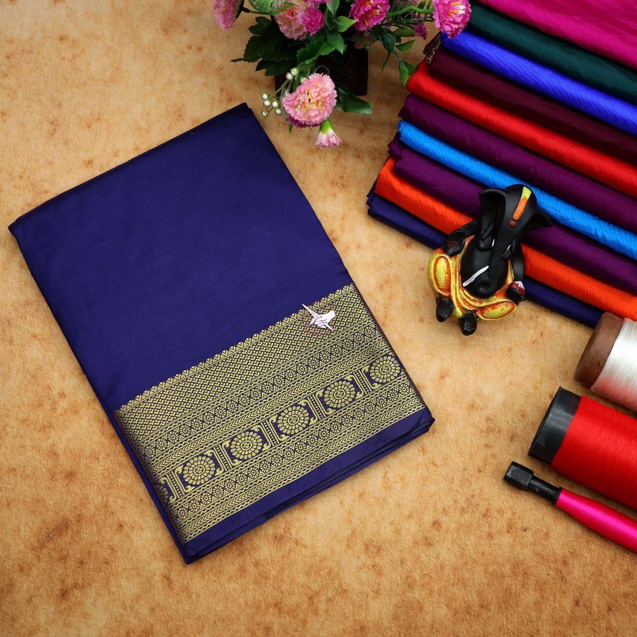 Traditional Mysore silk sarees in beautiful zari border