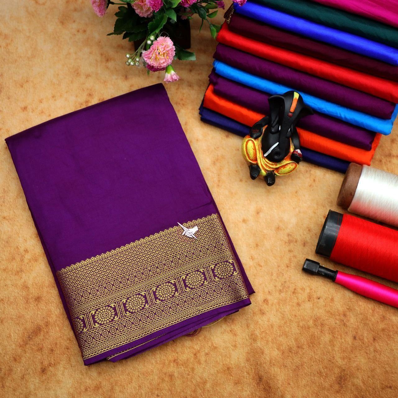 Traditional Mysore silk sarees in beautiful zari border