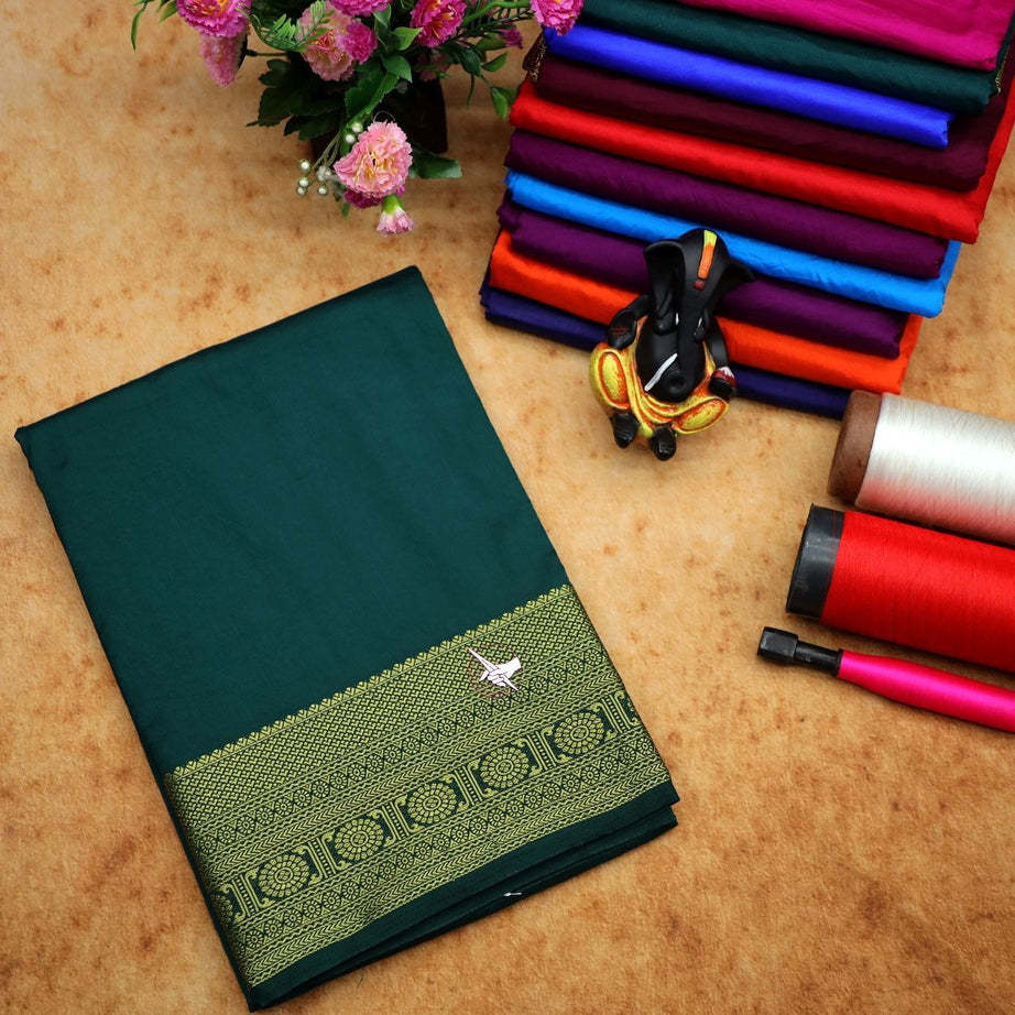 Traditional Mysore silk sarees in beautiful zari border