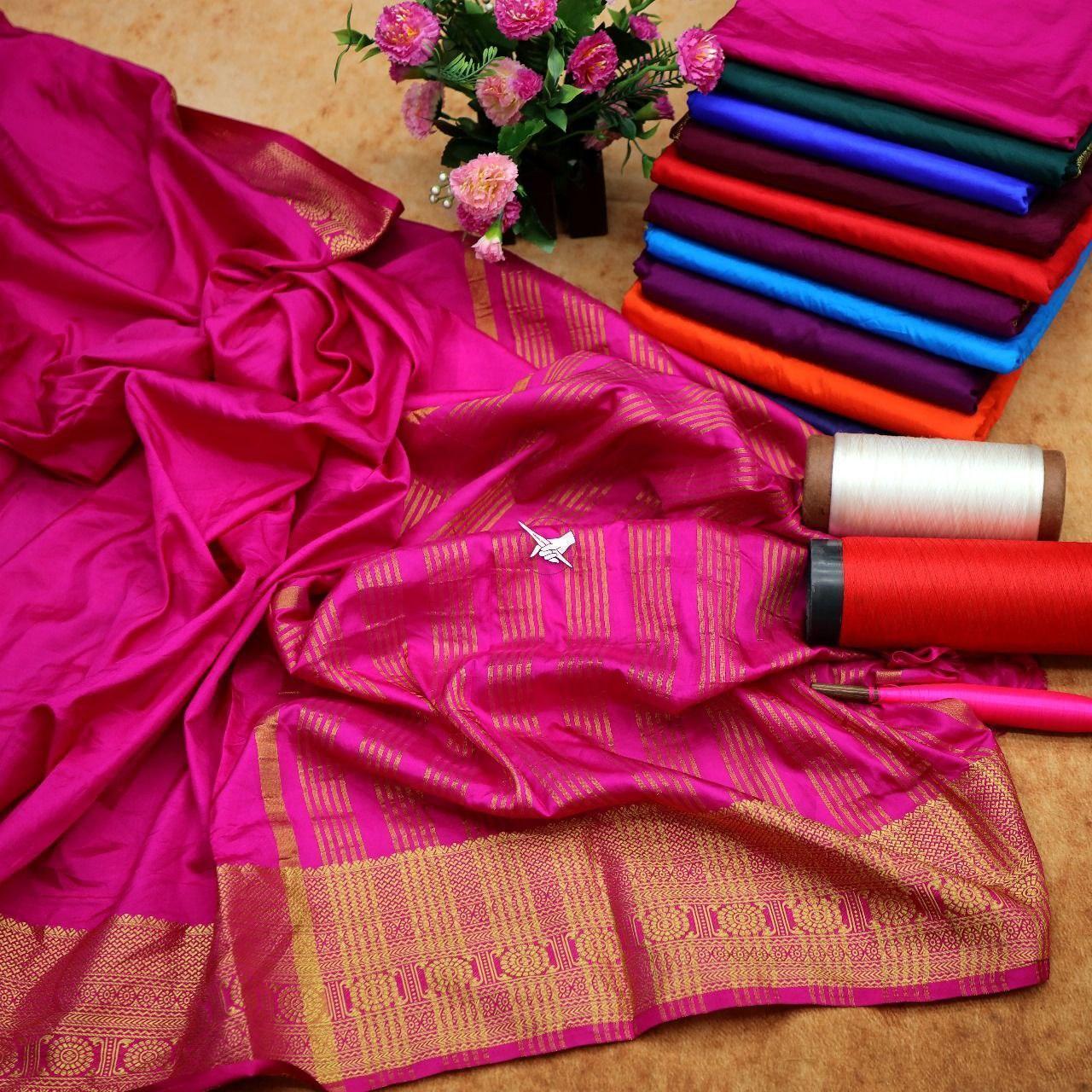 Traditional Mysore silk sarees in beautiful zari border