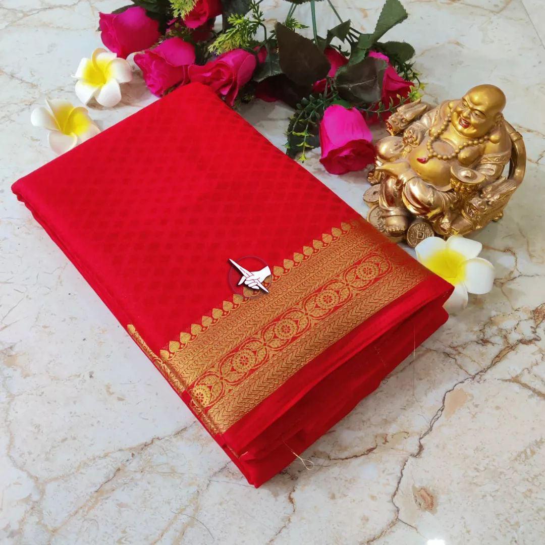 Traditional Mysore silk sarees in beautiful zari border