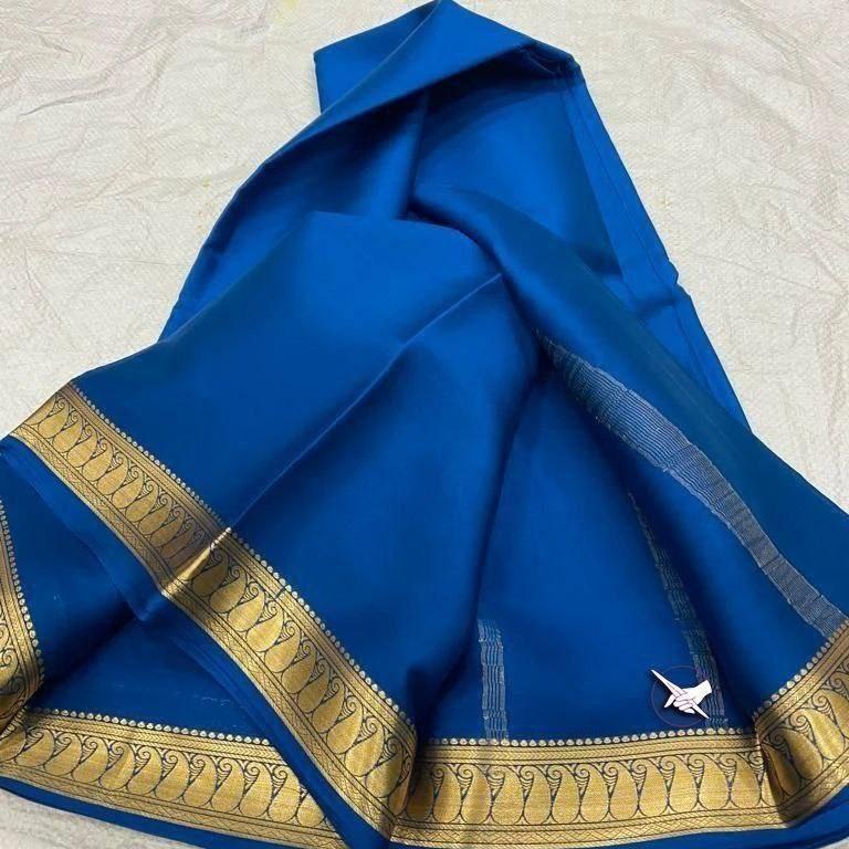 Traditional Mysore silk sarees in beautiful zari border