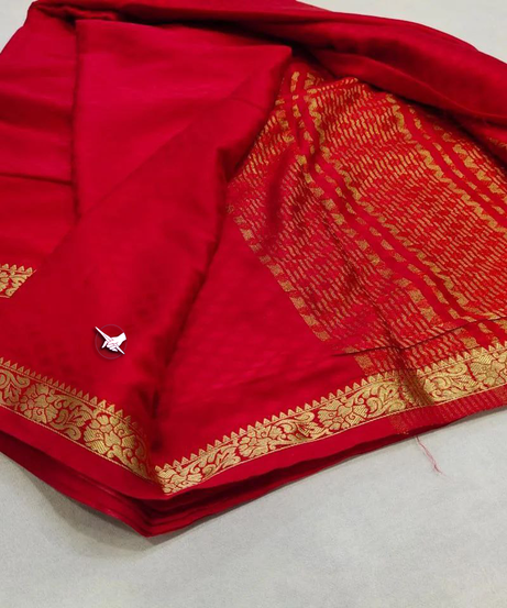 Mysore crepe soft silks with line pallu