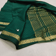 Golden Glimmer: Soft Silk Saree with Line Detailing