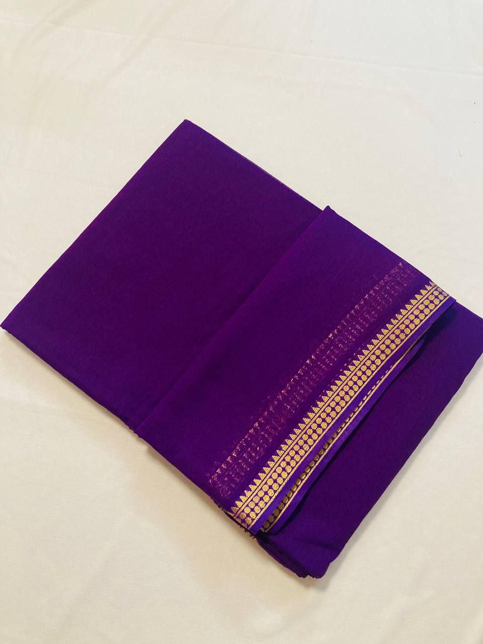 Classic Charm: Plain Sarees Accentuated with Subtle Temple Zari Borders