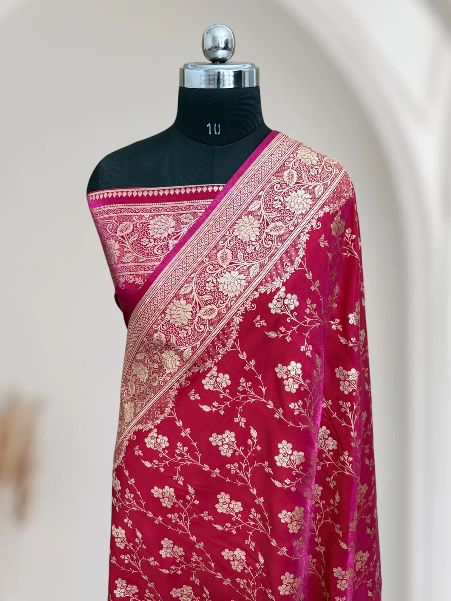 Fire Gold Banarasi Satin Silk Saree with Booti Work | Luxury Wedding & Festive Wear Saree for Women