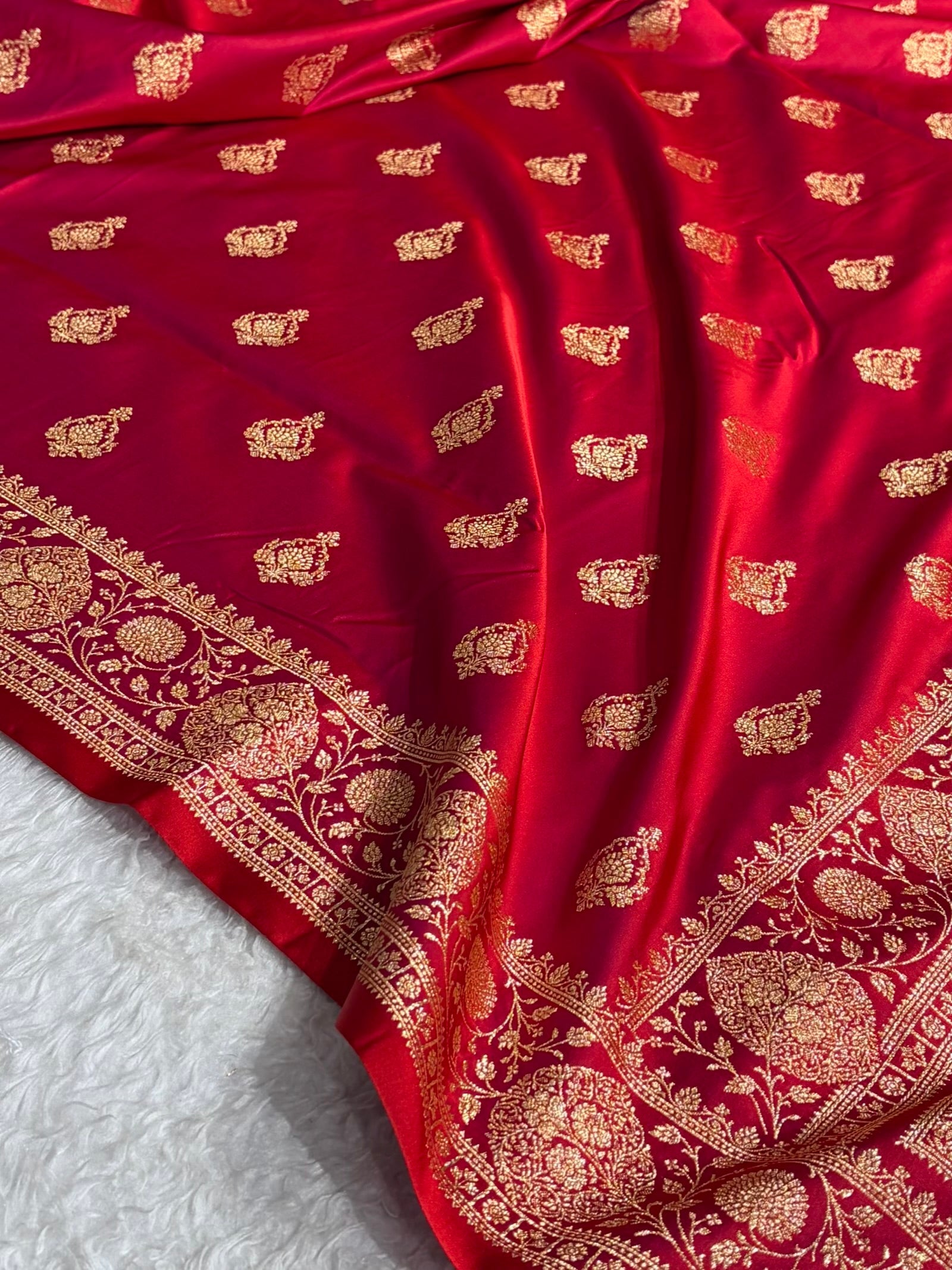 Mysorepattu Premium Satin Katan Silk Saree for Women | Jacquard Loom Woven Designer Saree