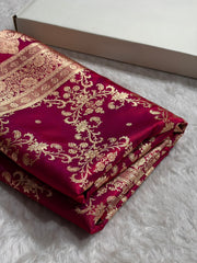 Jaal Pattern Banarasi Satin Silk Saree | Satin Katan Silk Saree by Mysorepattu