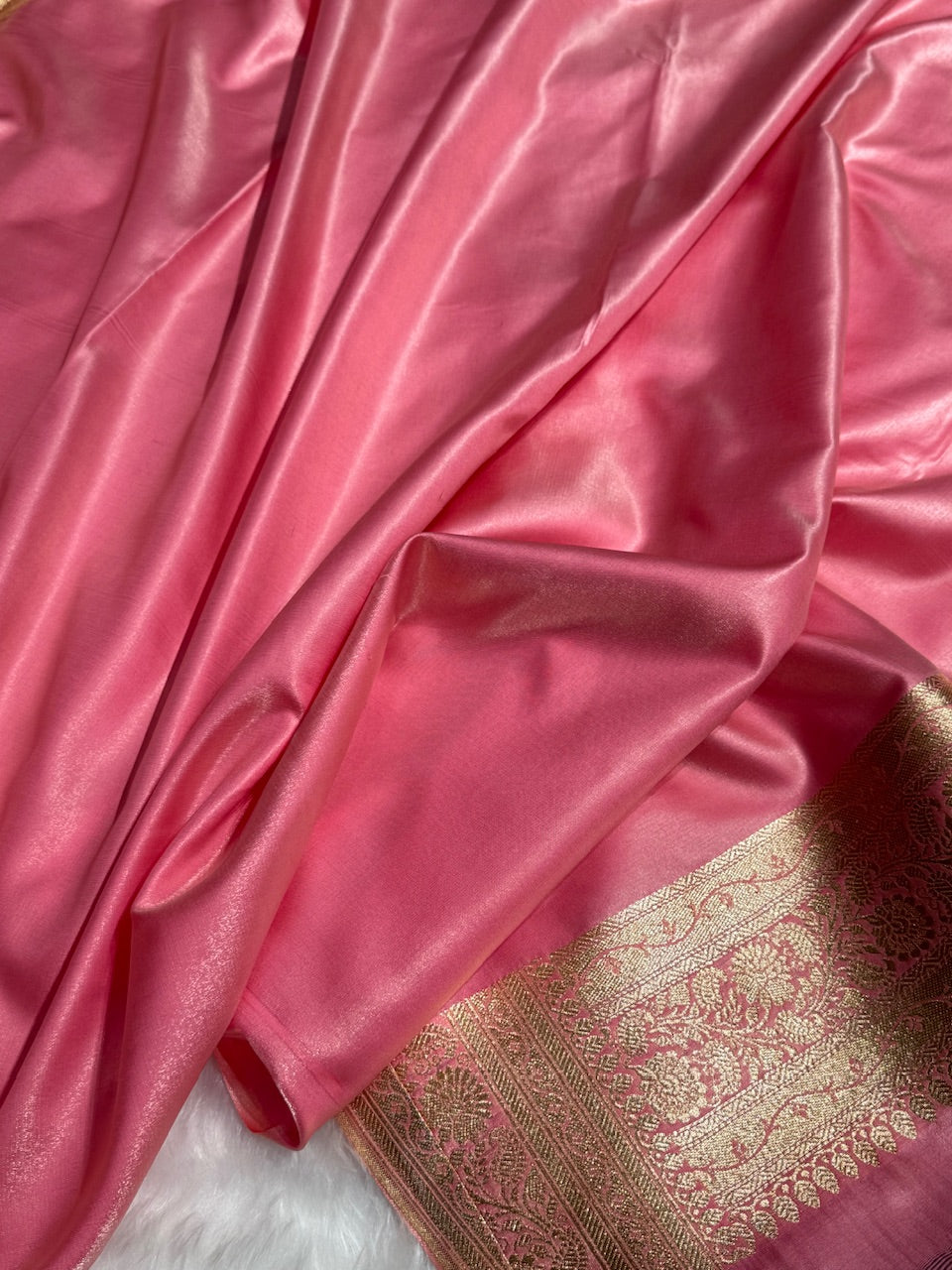 Banarasi Cross Jaal Satin Katan Silk Saree | Jacquard Woven Traditional Banarasi Saree