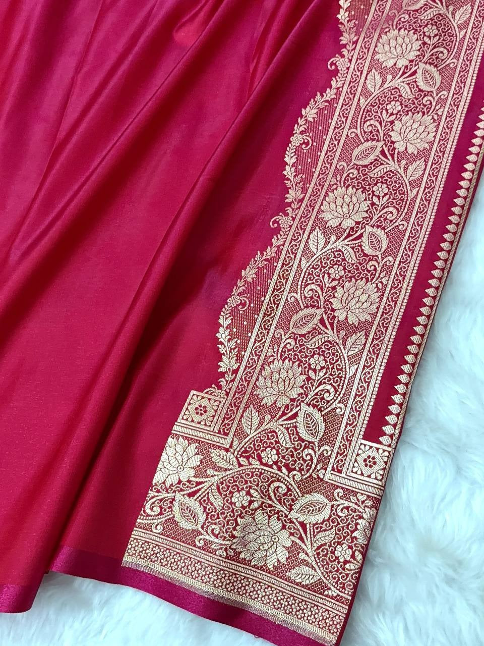 Fire Gold Banarasi Satin Silk Saree with Booti Work | Luxury Wedding & Festive Wear Saree for Women