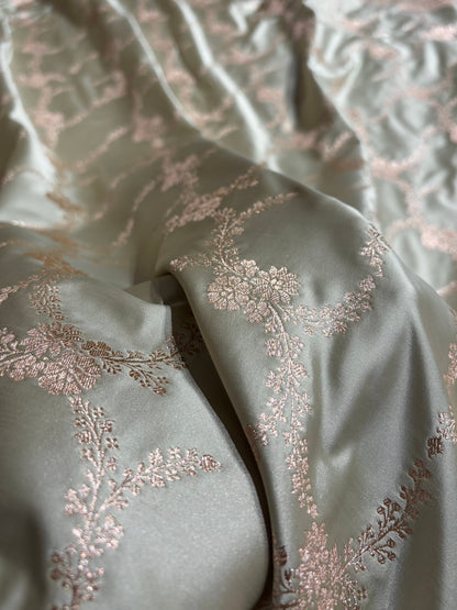 Banarasi Mashru Silk Saree with Floral Scalloped Border & Rupa Sona Motifs