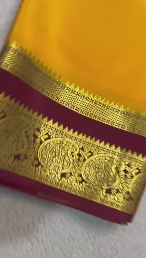 Load video: Silken Splendor: Majestic Mysore Silk Saree
