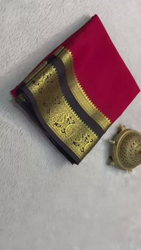Load video: Silken Splendor: Majestic Mysore Silk Saree