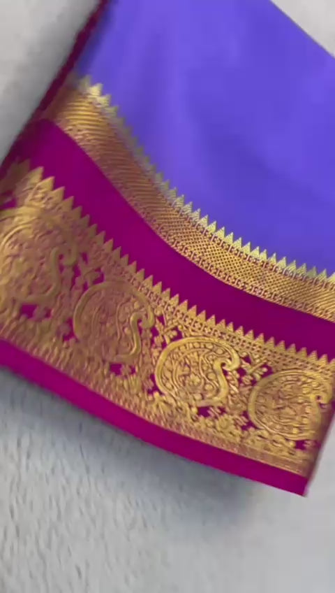 Load video: Silken Splendor: Majestic Mysore Silk Saree