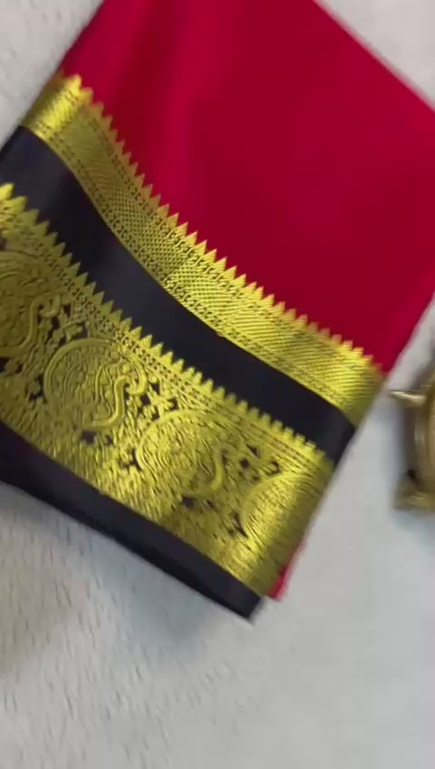 Load video: Silken Splendor: Majestic Mysore Silk Saree