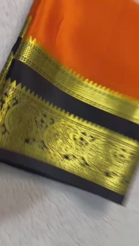 Load video: Silken Splendor: Majestic Mysore Silk Saree