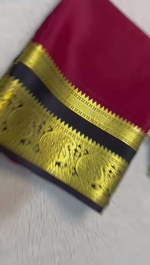 Load video: Silken Splendor: Majestic Mysore Silk Saree
