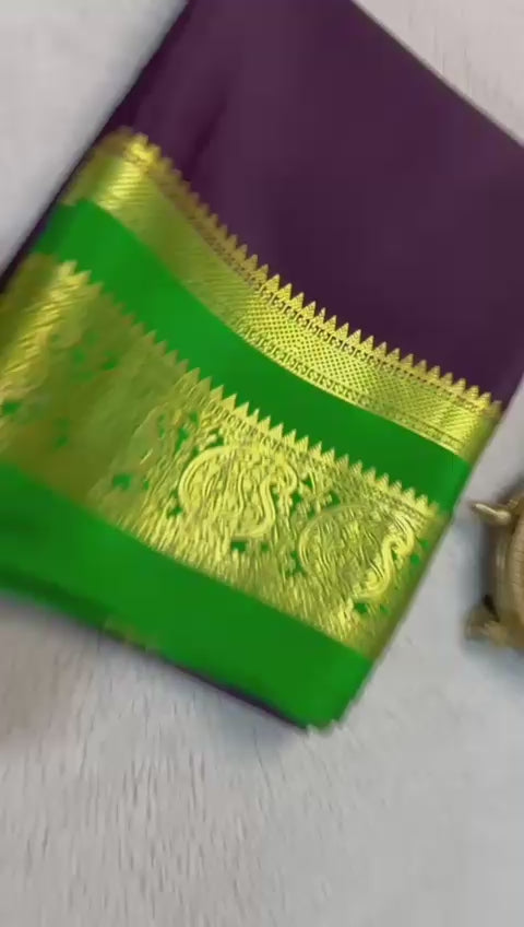 Load video: Silken Splendor: Majestic Mysore Silk Saree