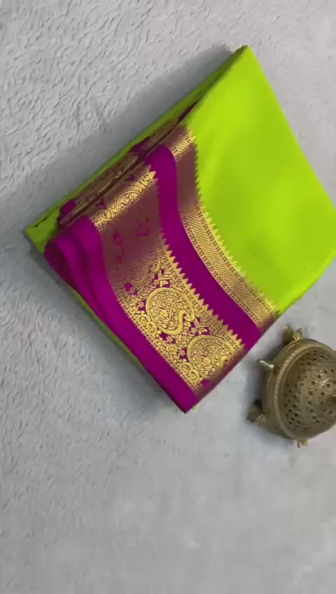 Load video: Silken Splendor: Majestic Mysore Silk Saree