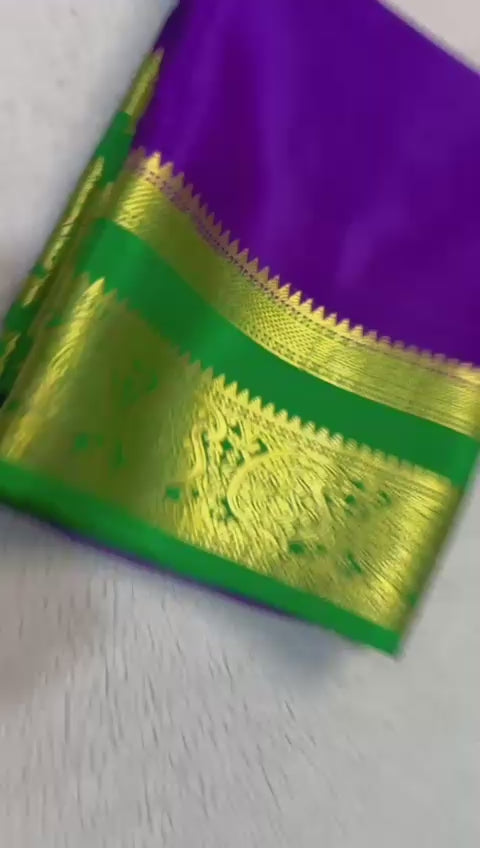 Load video: Silken Splendor: Majestic Mysore Silk Saree