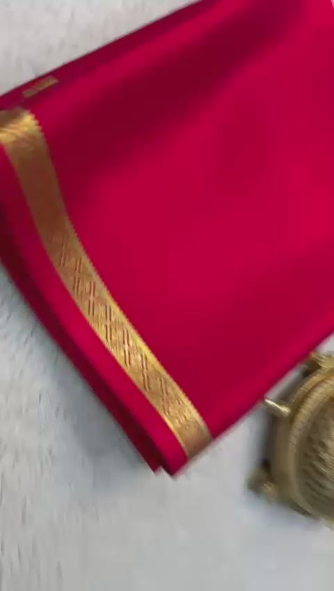 Load video: Dazzling Mysore Silk Crepe Sarees in Solid Colors