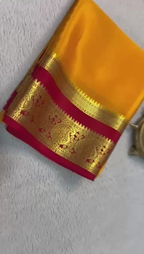 Load video: Silken Splendor: Majestic Mysore Silk Saree