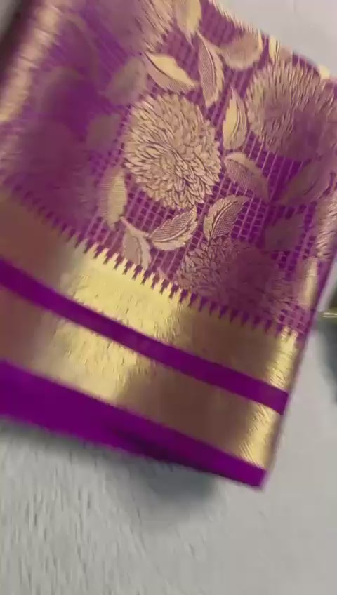 Load video: Luxurious Bridal Wear: Exquisite Silk Brocade Mysore Silk Sarees with Gold &amp; Silver Zari Weaving