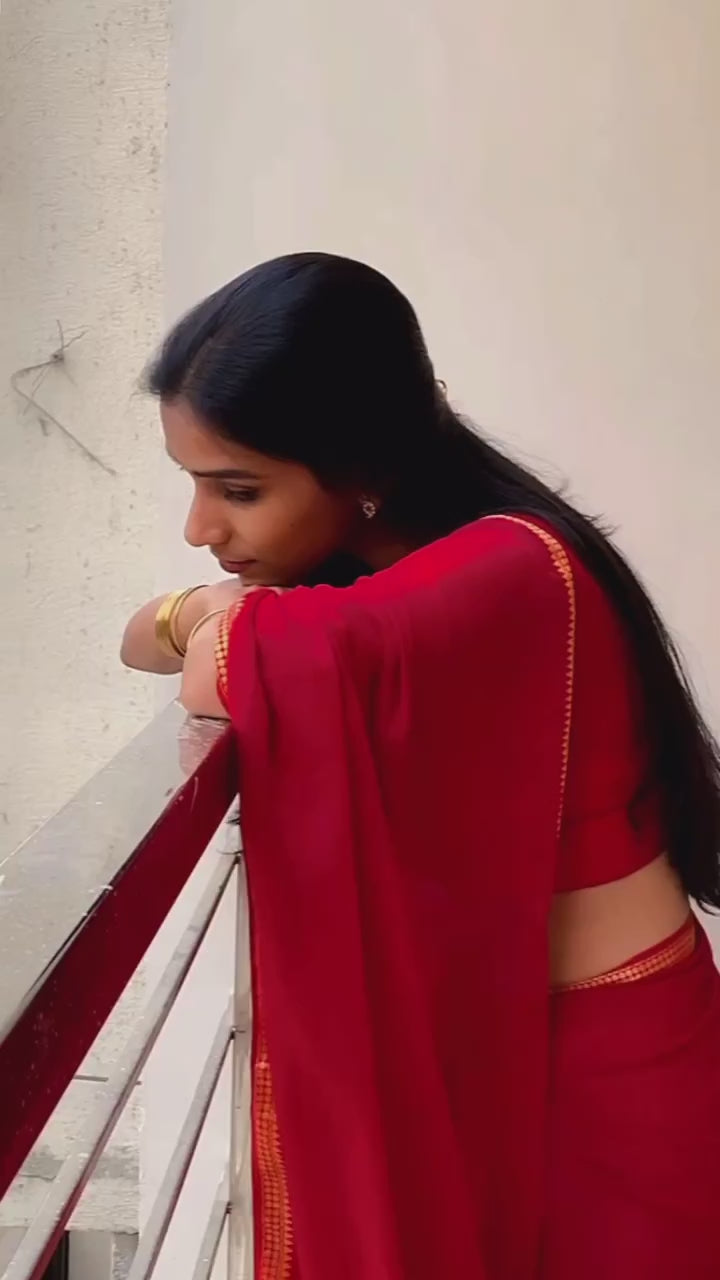 Load video: Graceful Simplicity: Plain Silk Sarees with Small Temple Zari Borders