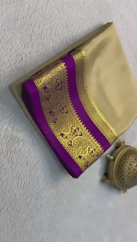 Load video: Silken Splendor: Majestic Mysore Silk Saree