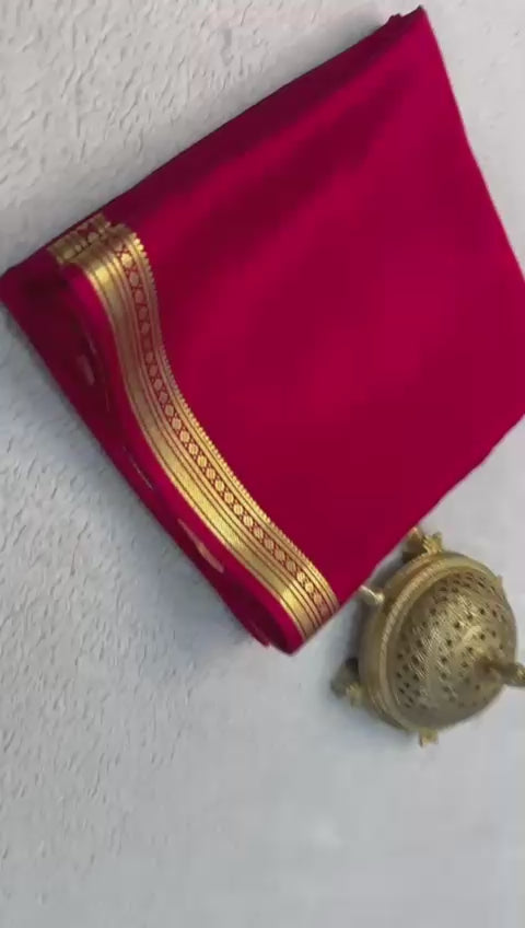 Load video: Traditional border with line pallu in beautiful solid colors