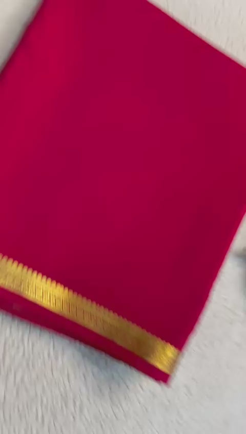 Load video: Unveil Grace: Small Border Sarees with Intricate Line Pallu in Bold Solid Shades