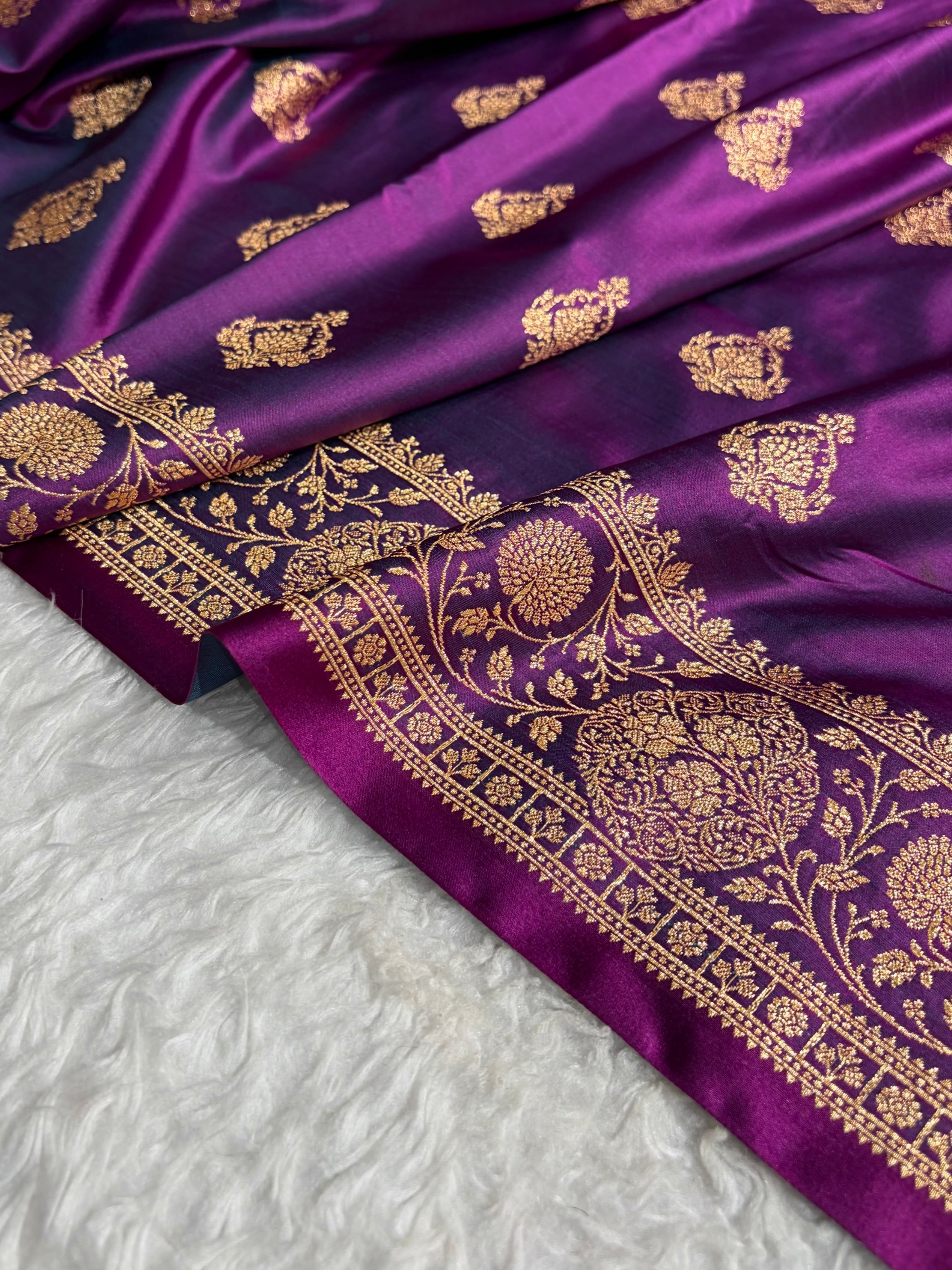 Mysorepattu Premium Satin Katan Silk Saree for Women | Jacquard Loom Woven Designer Saree