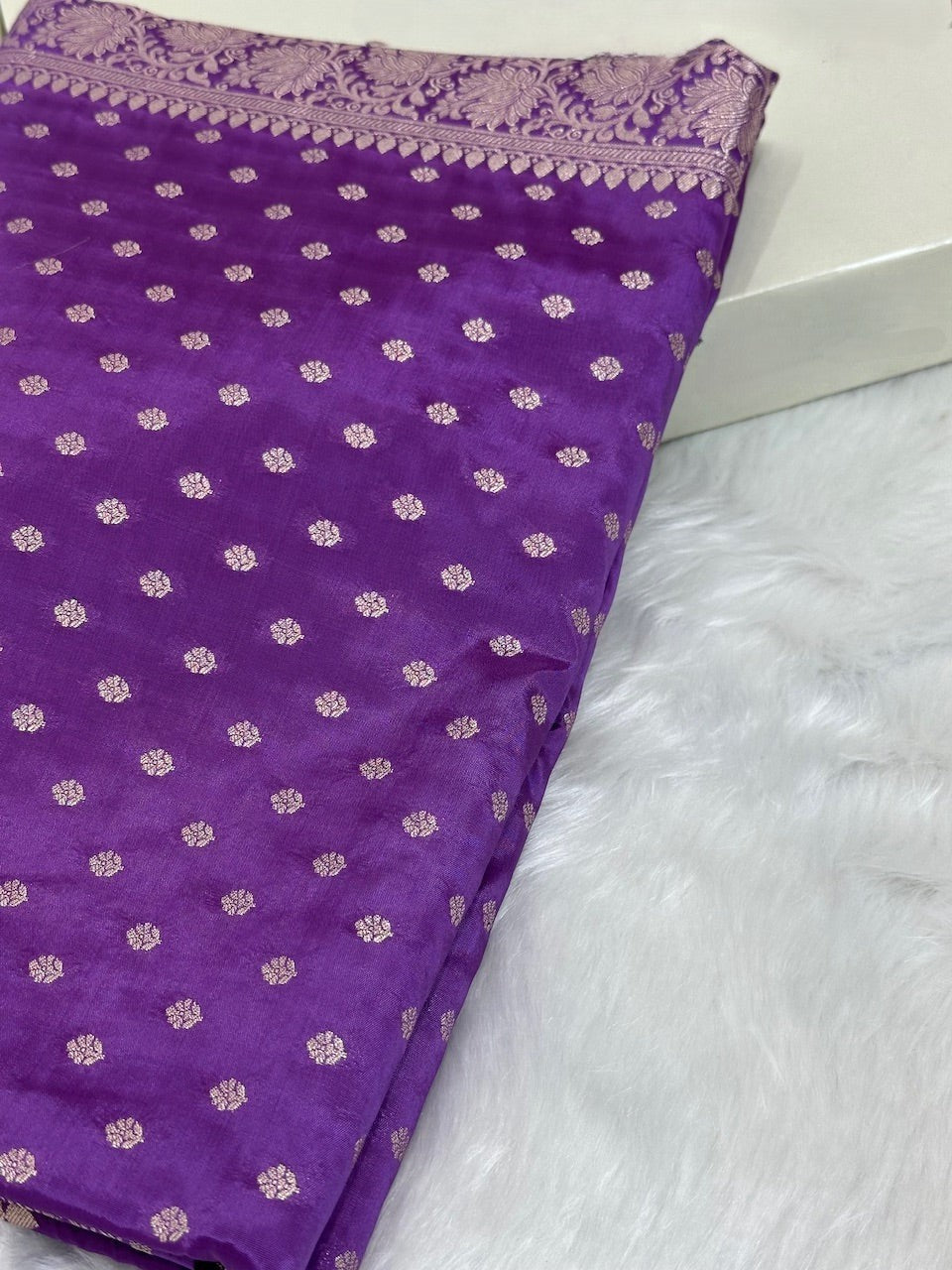 Crepe Silky Katan Banarasi Saree | Premium Jacquard Silk Saree | Mysorepattu