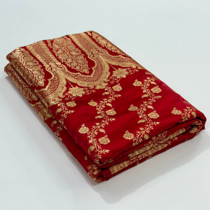 Banarasi Cross Jaal Satin Katan Silk Saree | Jacquard Woven Traditional Banarasi Saree