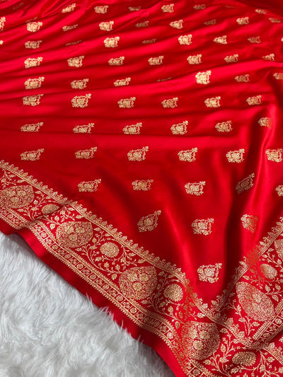 Mysorepattu Premium Satin Katan Silk Saree for Women | Jacquard Loom Woven Designer Saree