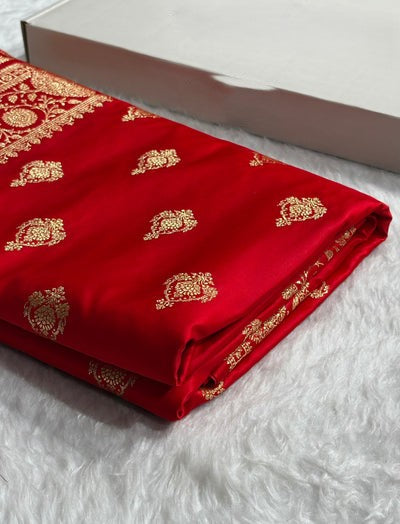 Mysorepattu Premium Satin Katan Silk Saree for Women | Jacquard Loom Woven Designer Saree