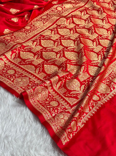 Mysorepattu Premium Satin Katan Silk Saree for Women | Jacquard Loom Woven Designer Saree