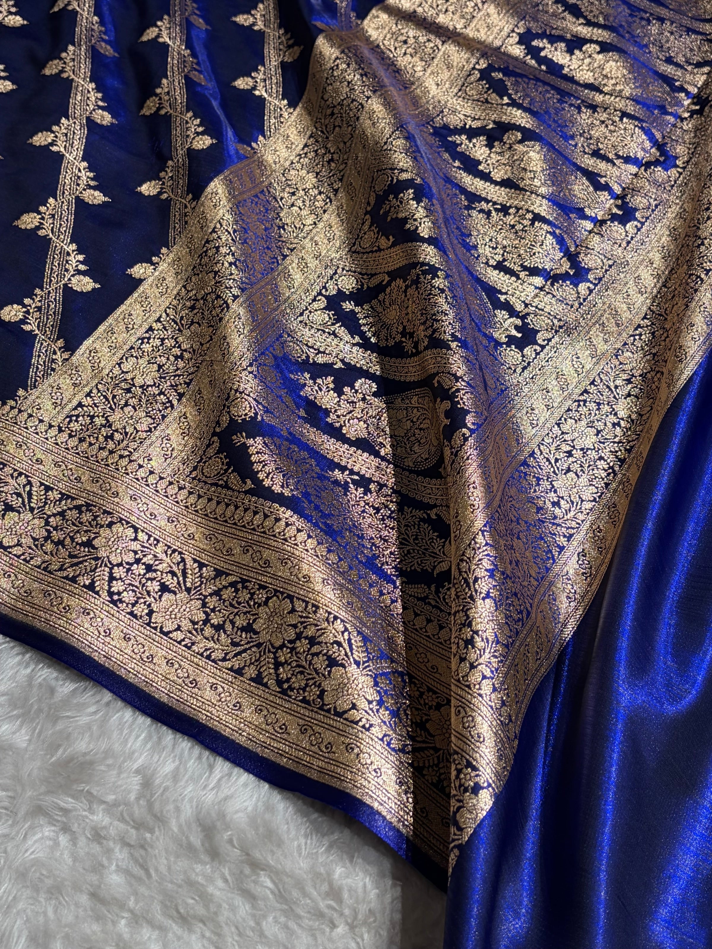 Cross Pattern Banarasi Satin Silk Saree in Maroon | Premium Jacquard Weave
