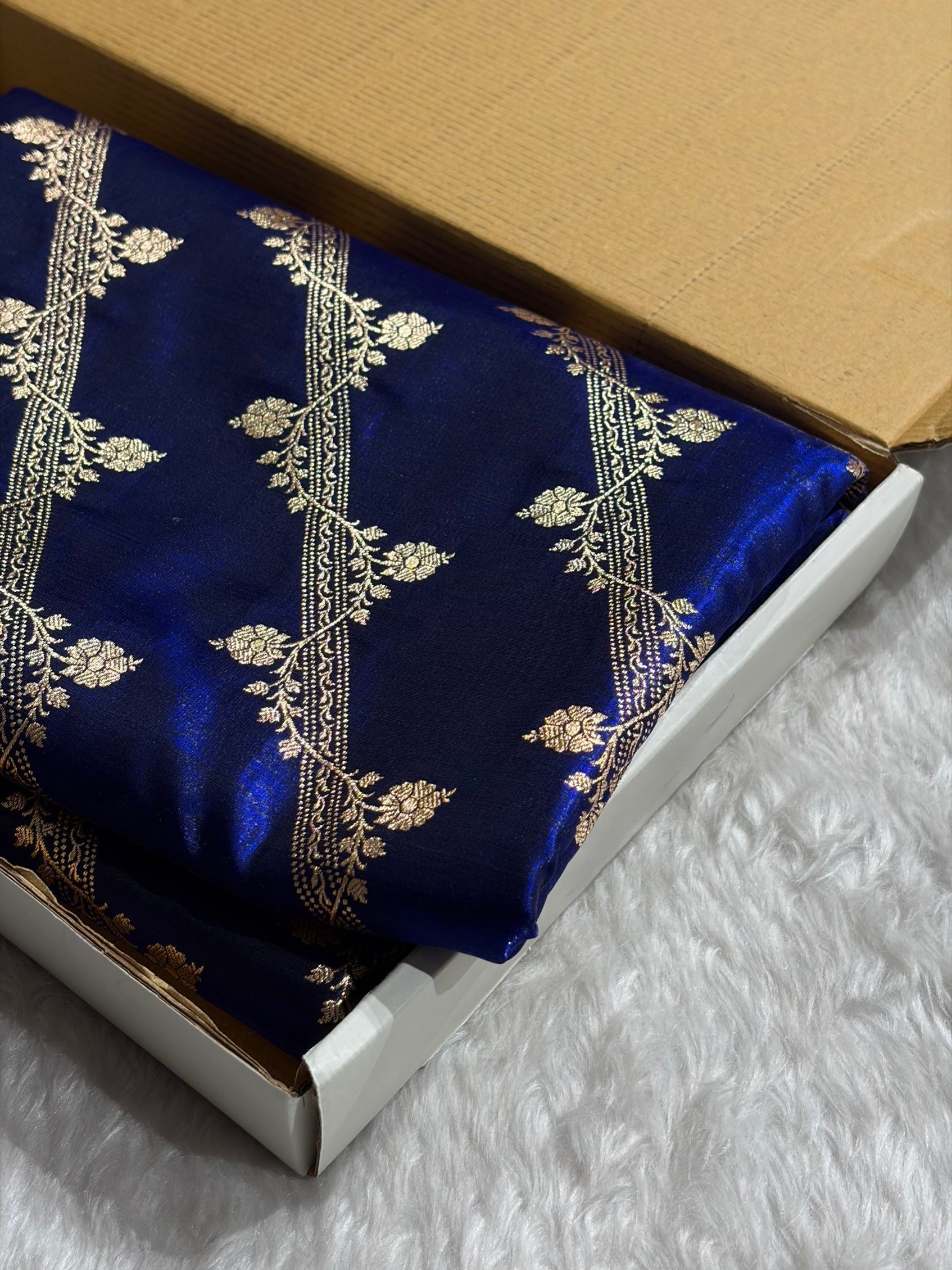 Cross Pattern Banarasi Satin Silk Saree in Maroon | Premium Jacquard Weave