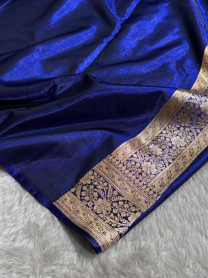 Cross Pattern Banarasi Satin Silk Saree in Maroon | Premium Jacquard Weave